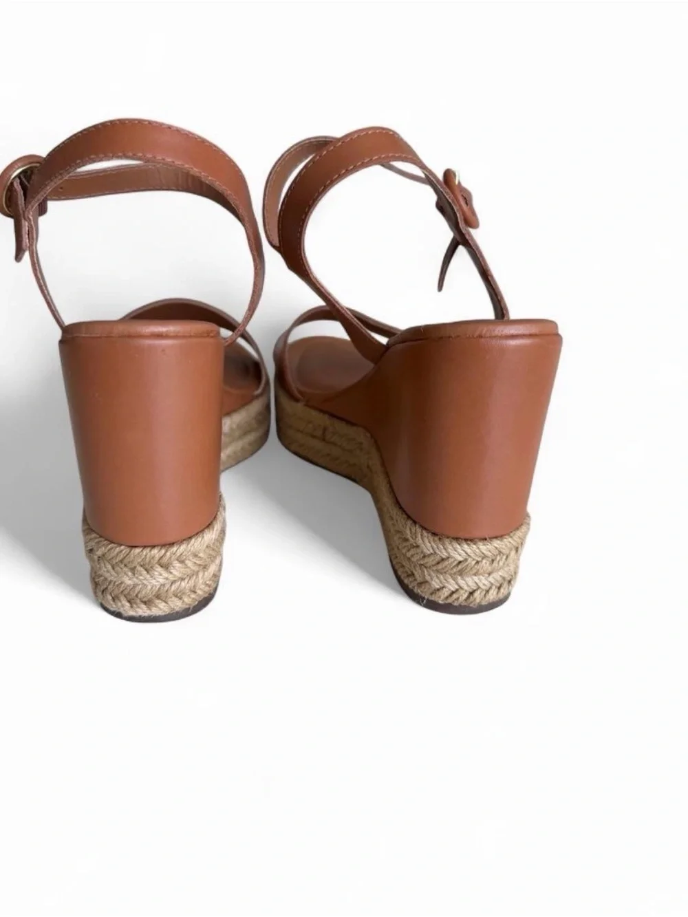 Vittoria Caramel Leather Platform Espadrille Wedges